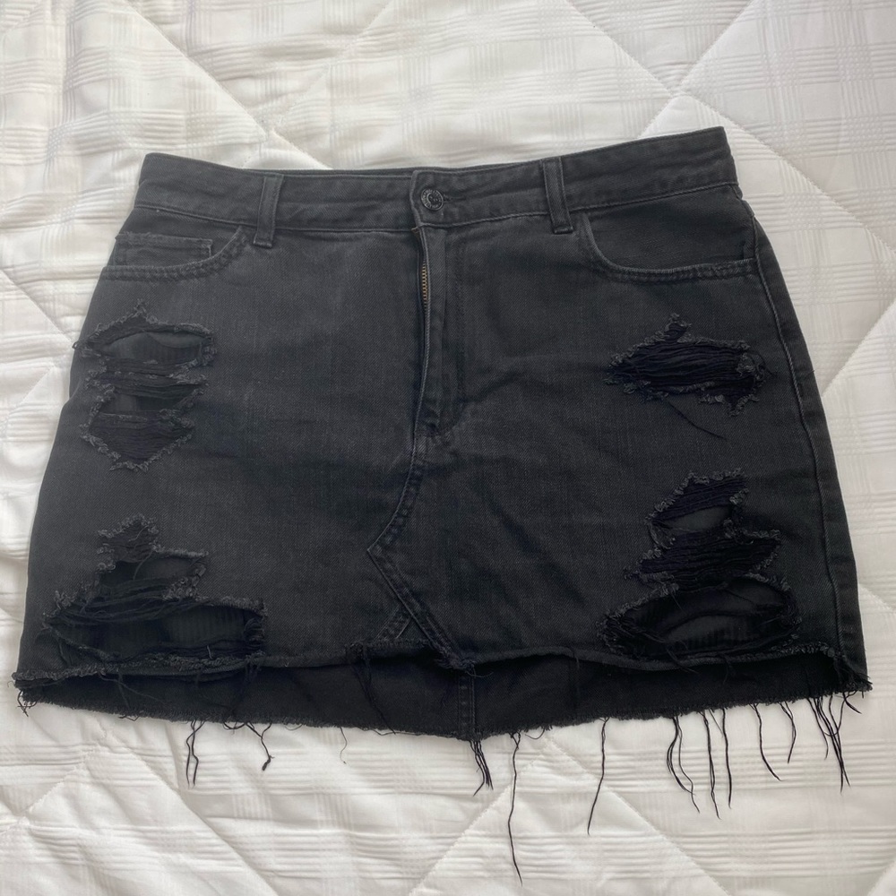 Hollister High-Waisted Black Denim Skirt